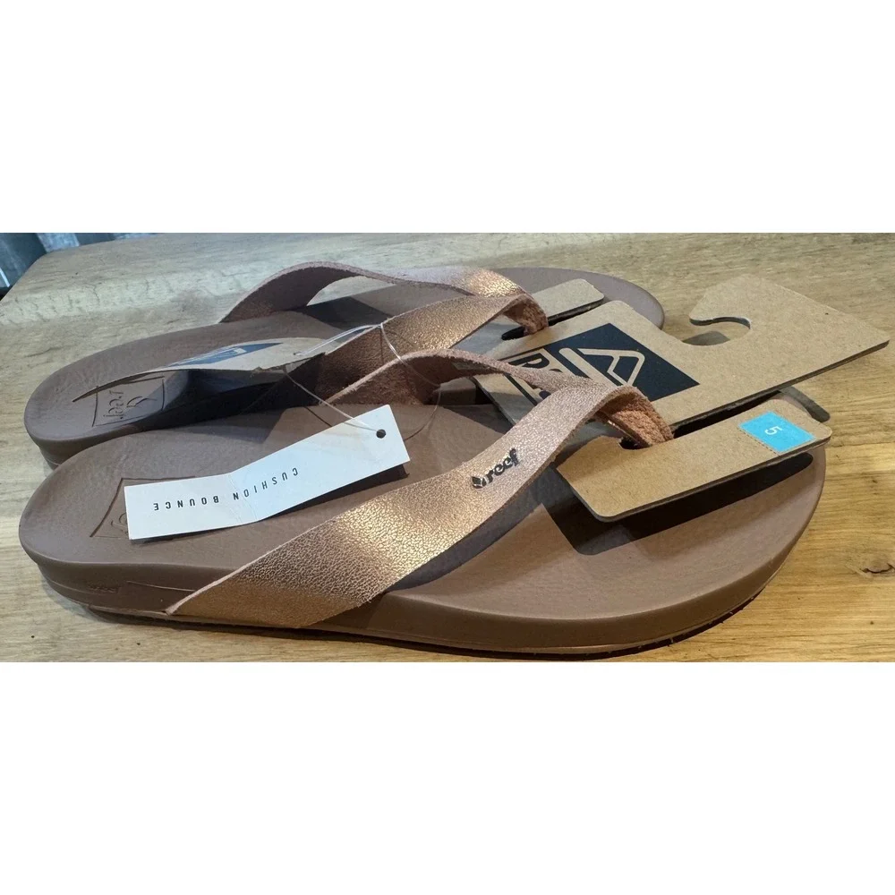 Reef Metallic Bronze Thong Sandals - Rose Gold Straps